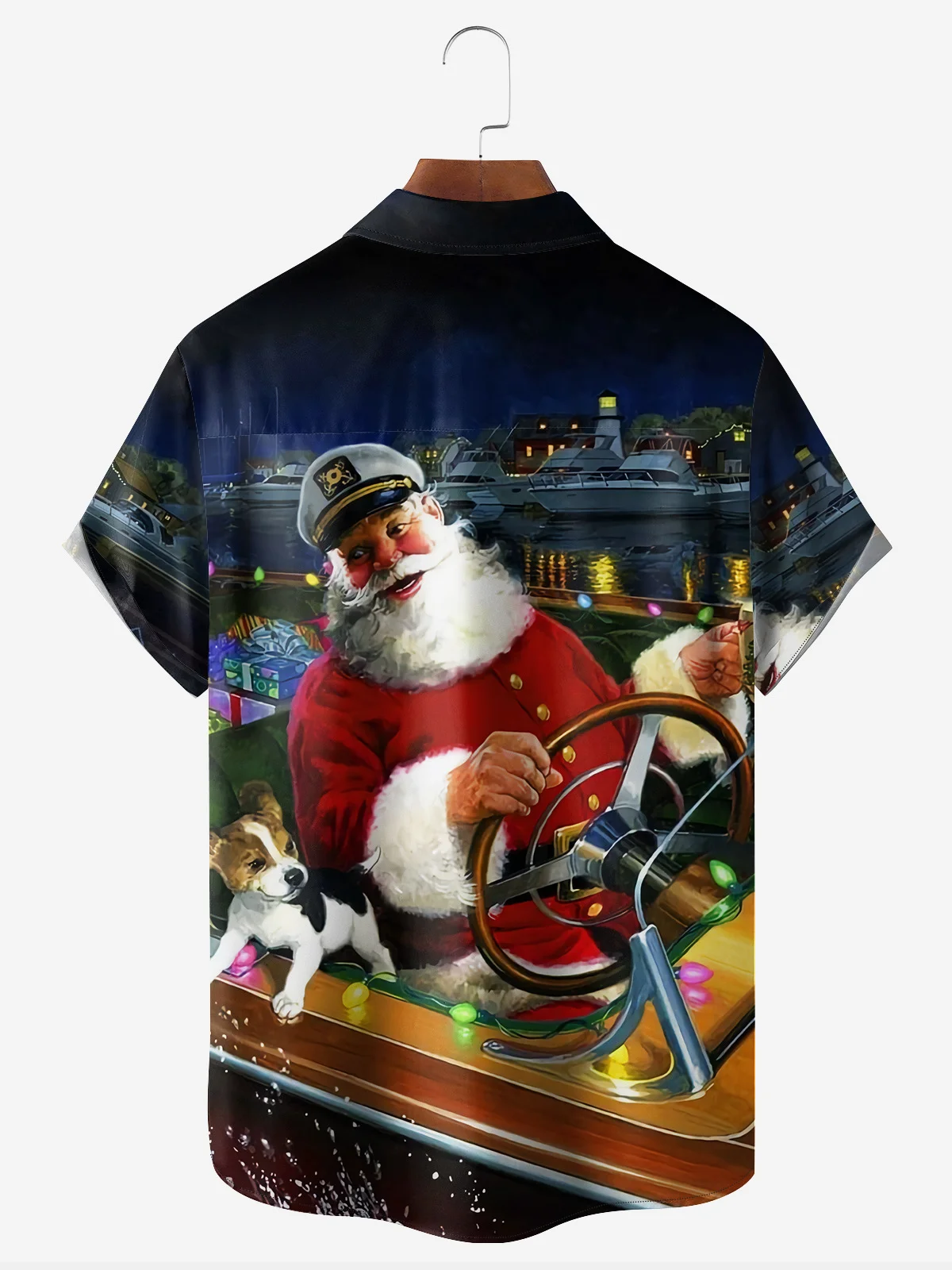 Captain Santa Claus Chest Pocket Short Sleeve Christmas Shirt