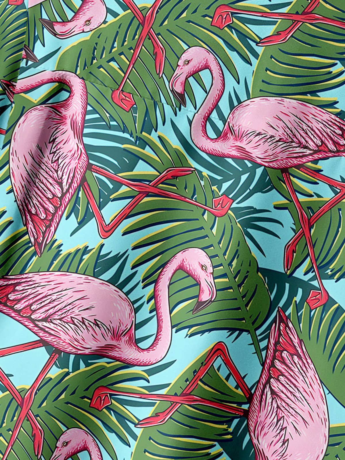 Tropical Flamingo Chest Pocket Short Sleeve Hawaiian Shirt