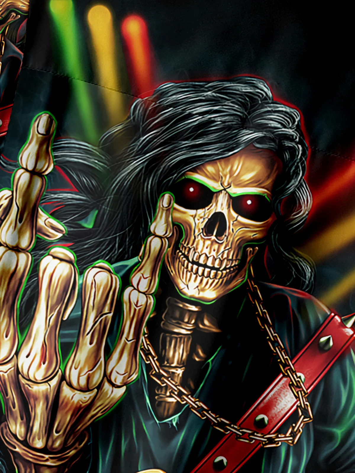 Skull Guitar Chest Pocket Short Sleeve Casual Shirt