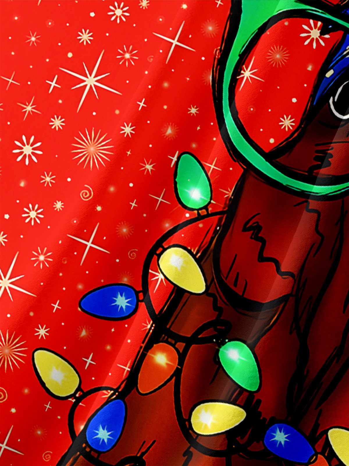 Christmas Rooster Chest Pocket Short Sleeve Casual Shirt