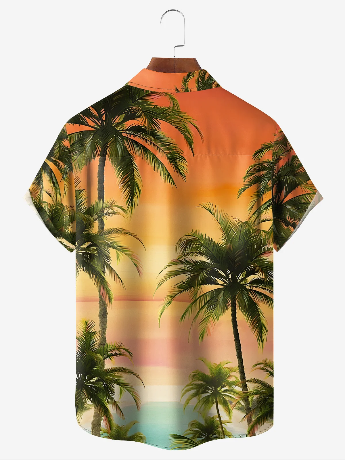 Coconut Tree Chest Pocket Short Sleeve Hawaiian Shirt