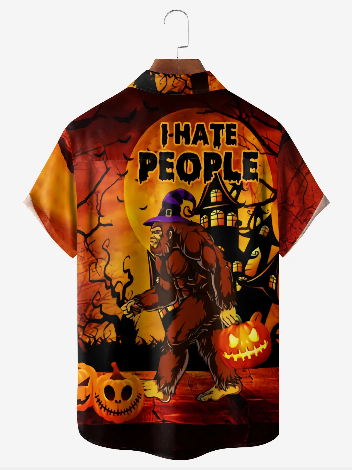 Halloween Chest Pocket Short Sleeve Hawaiian Shirt