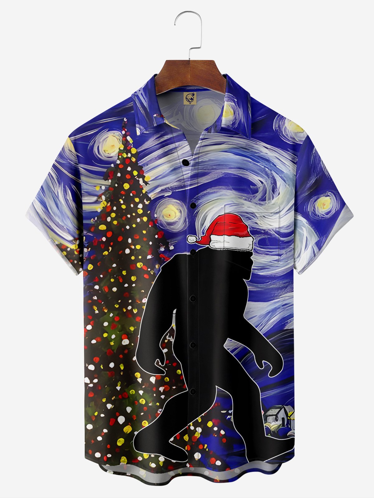Christmas Chest Pocket Short Sleeve Hawaiian Shirt