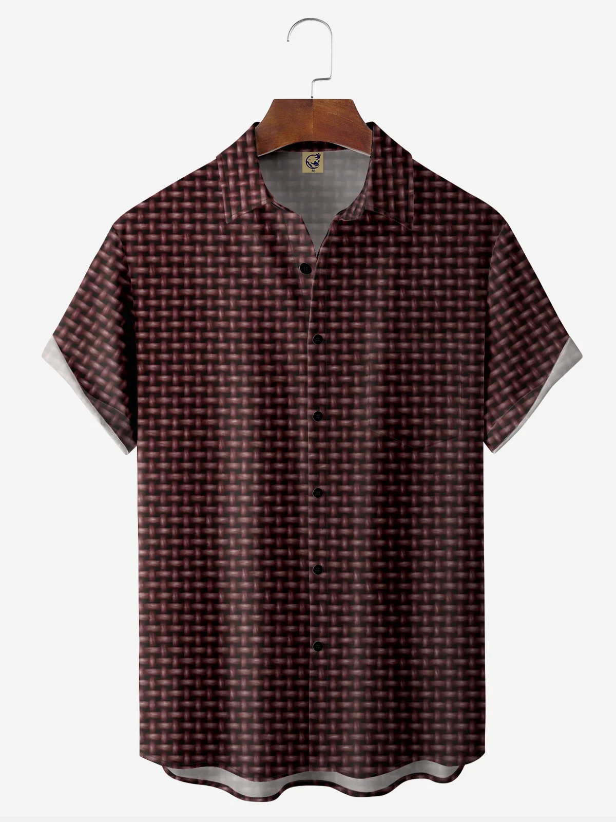 Abstract Textile Chest Pocket Short Sleeve Casual Shirt
