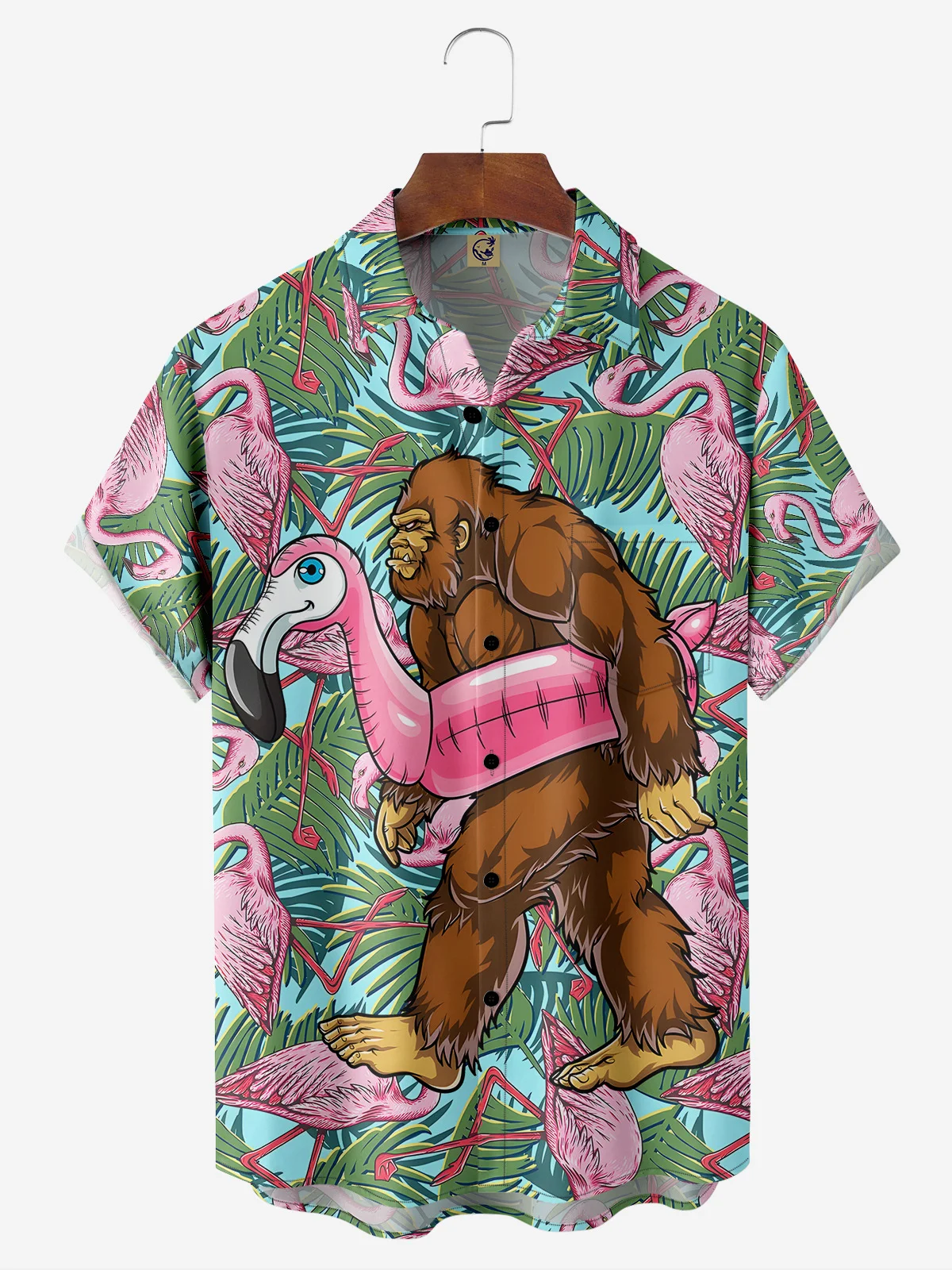 Tropical Flamingo Chest Pocket Short Sleeve Hawaiian Shirt