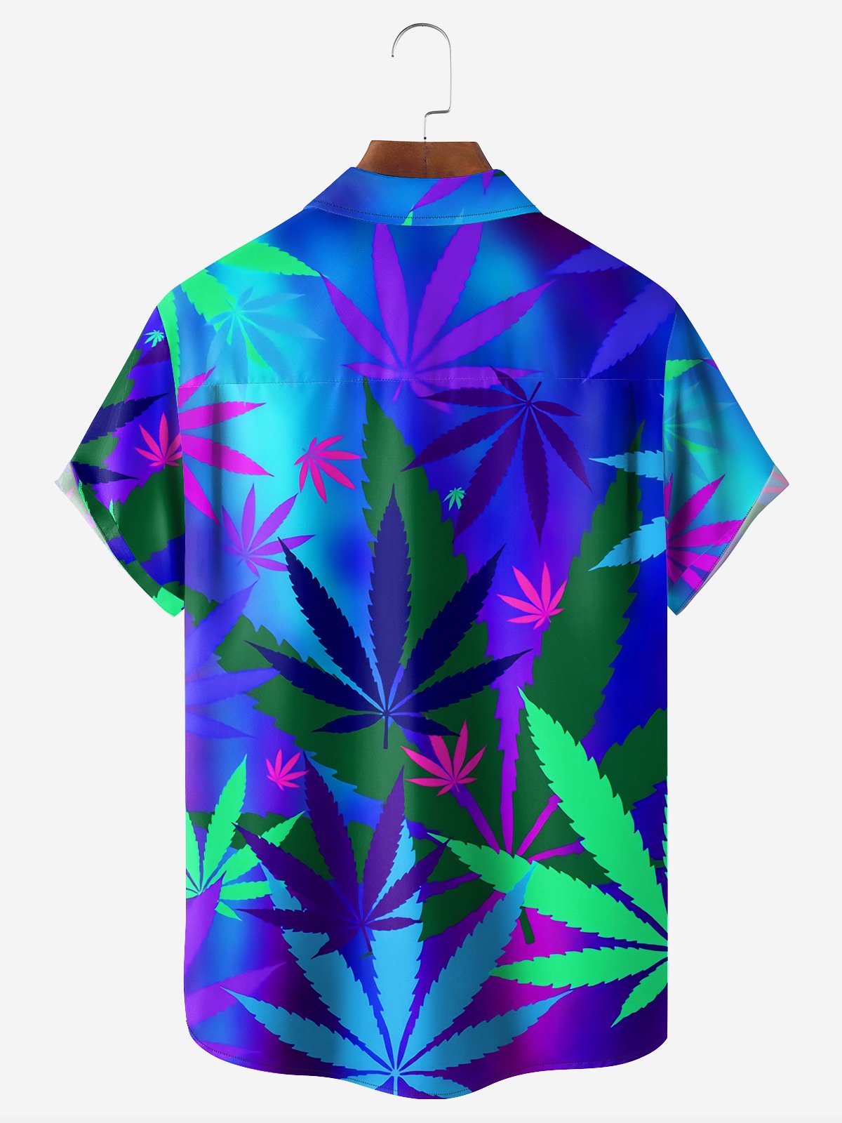 Leaf Chest Pocket Short Sleeve Casual Shirt