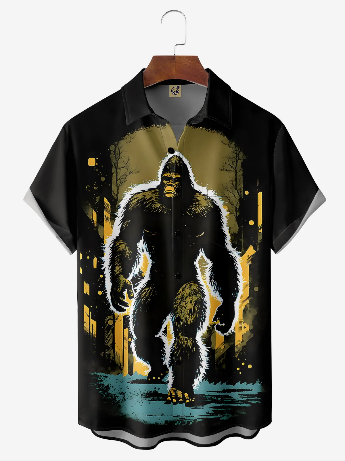 Silhouette Chest Pocket Short Sleeve Hawaiian Shirt