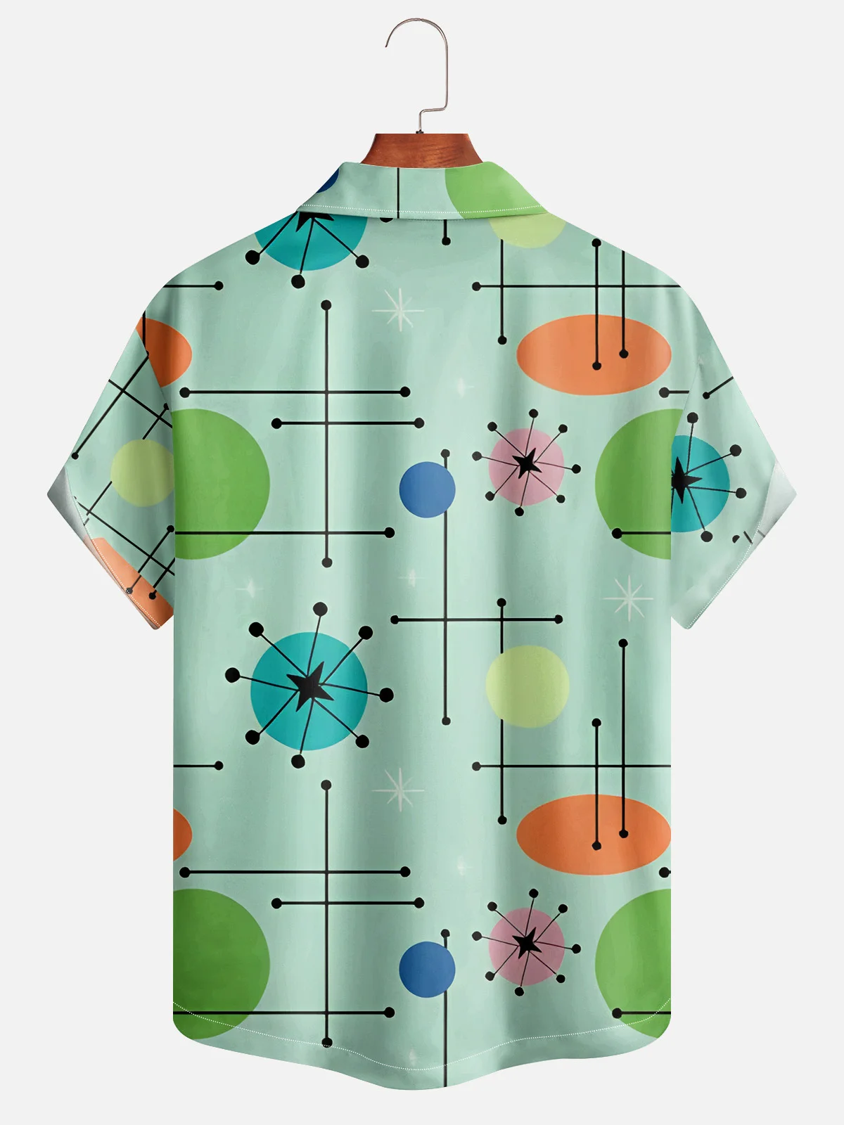 Hardaddy Geometric Pattern Line Short Sleeve Aloha Shirt