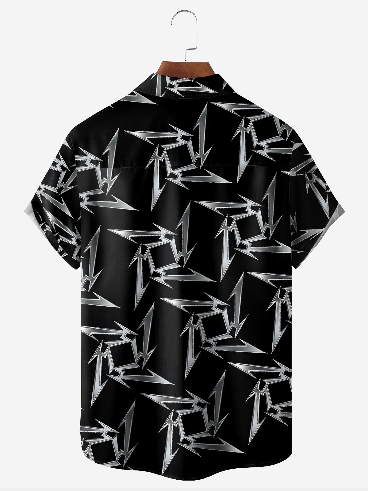 Artistic Metal Chest Pocket Short Sleeve Casual Shirt