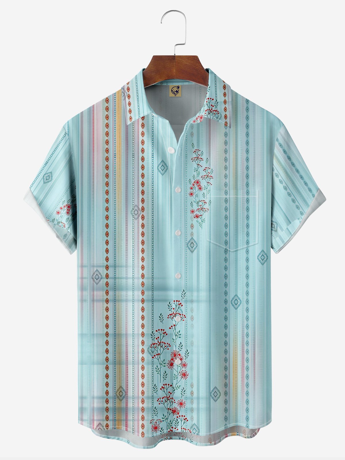 Floral Chest Pocket Short Sleeve Hawaiian Shirt