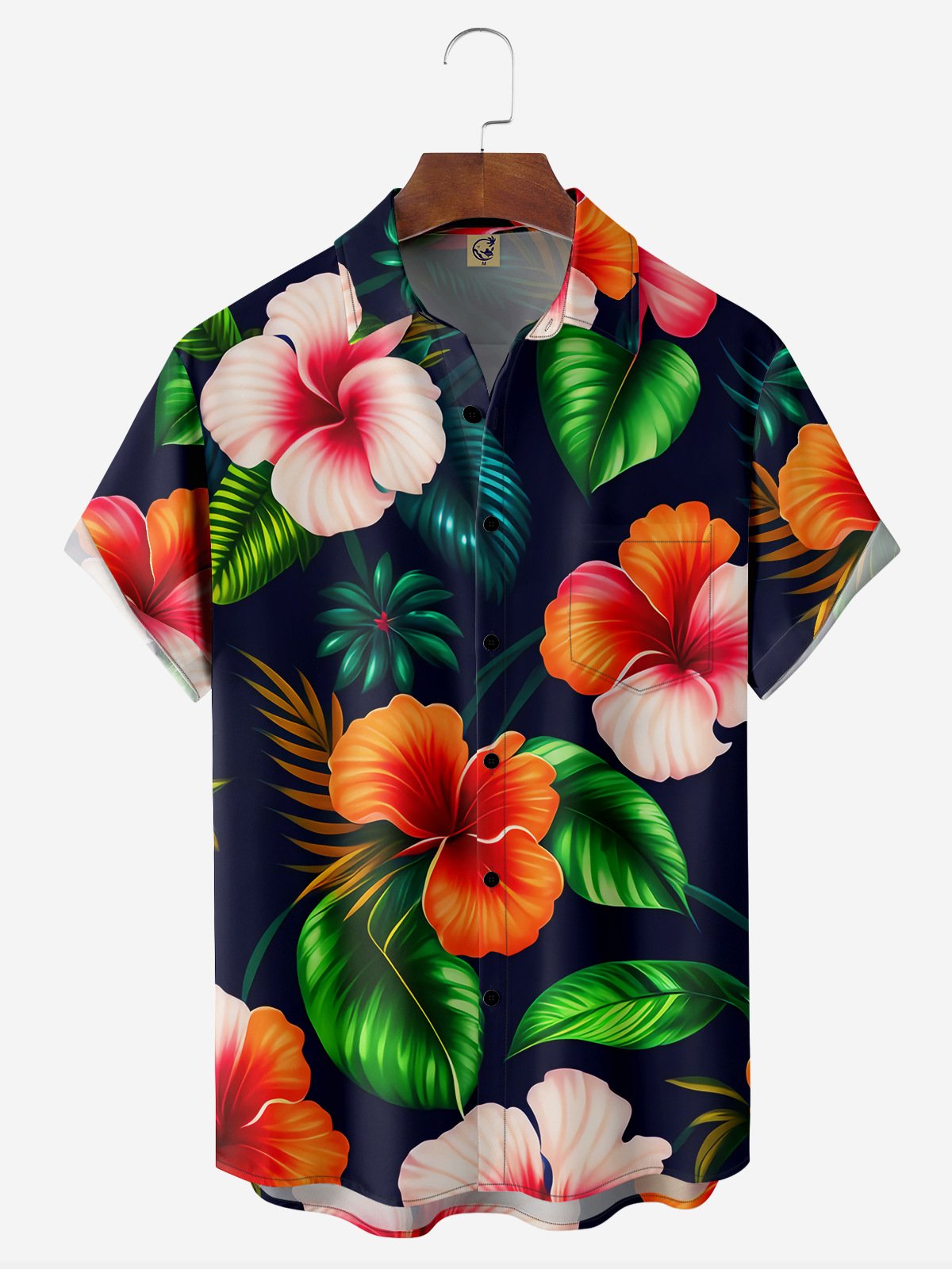 Floral Chest Pocket Short Sleeve Hawaiian Shirt