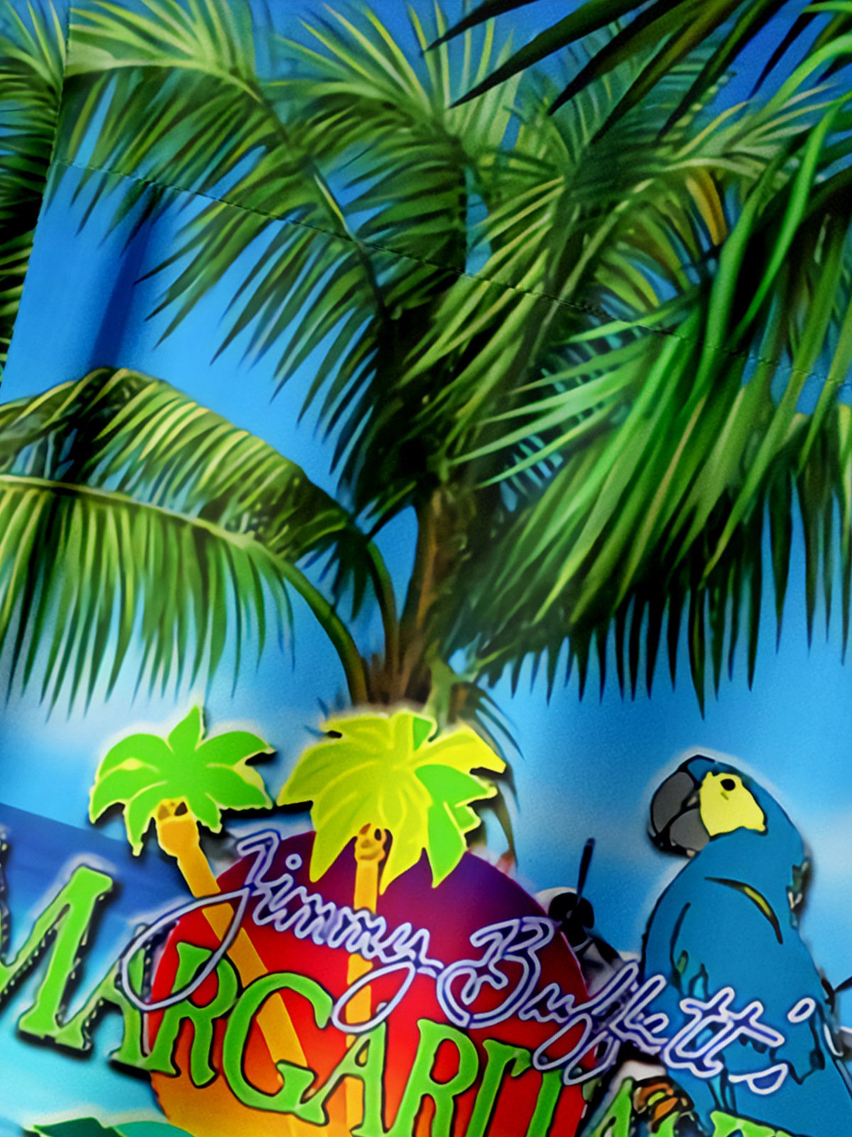 Hardaddy Blue Funny Button Down Hawaiian Shirt Tropical Parrots Music Coconuts Chest Pocket Short Sleeve Hawaiian Shirt