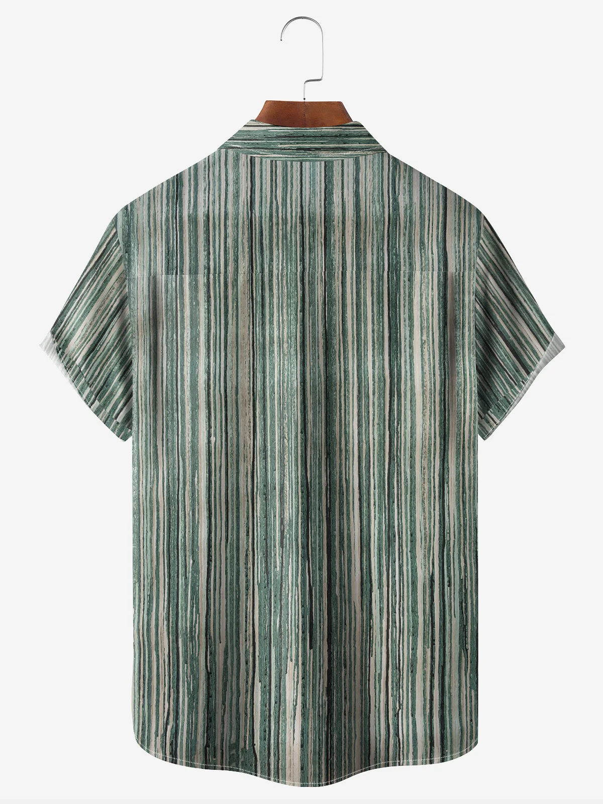 Geometric Stripe Chest Pocket Short Sleeve Casual Shirt