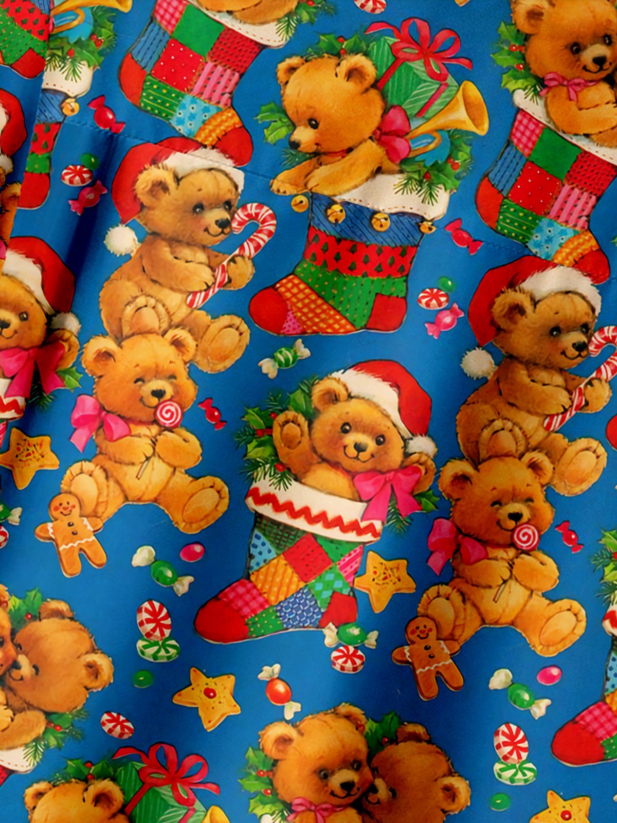 Christmas Bear Chest Pocket Short Sleeve Casual Shirt