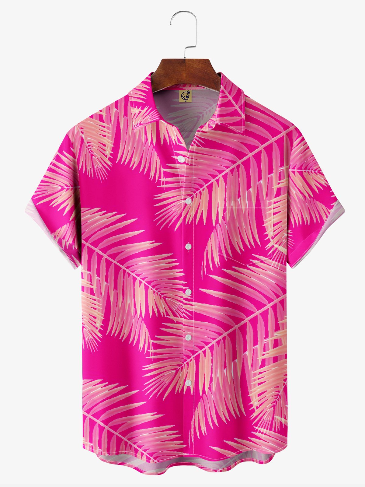 Palm Tree Chest Pocket Short Sleeve Hawaiian Shirt