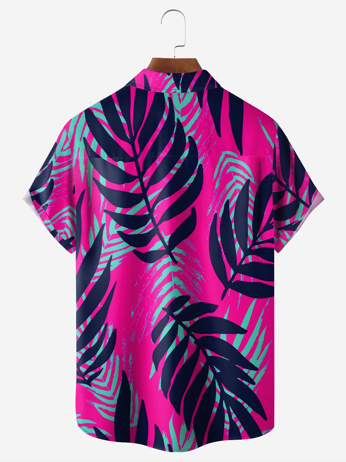 Palm Tree Chest Pocket Short Sleeve Hawaiian Shirt