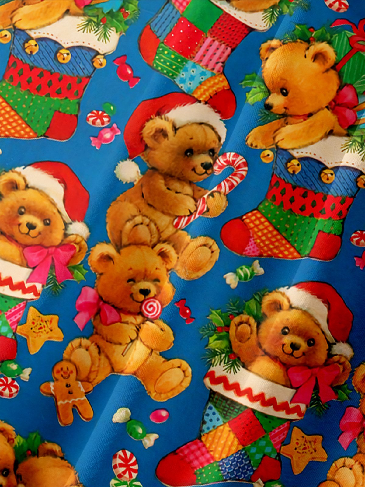 Christmas Bear Chest Pocket Short Sleeve Casual Shirt