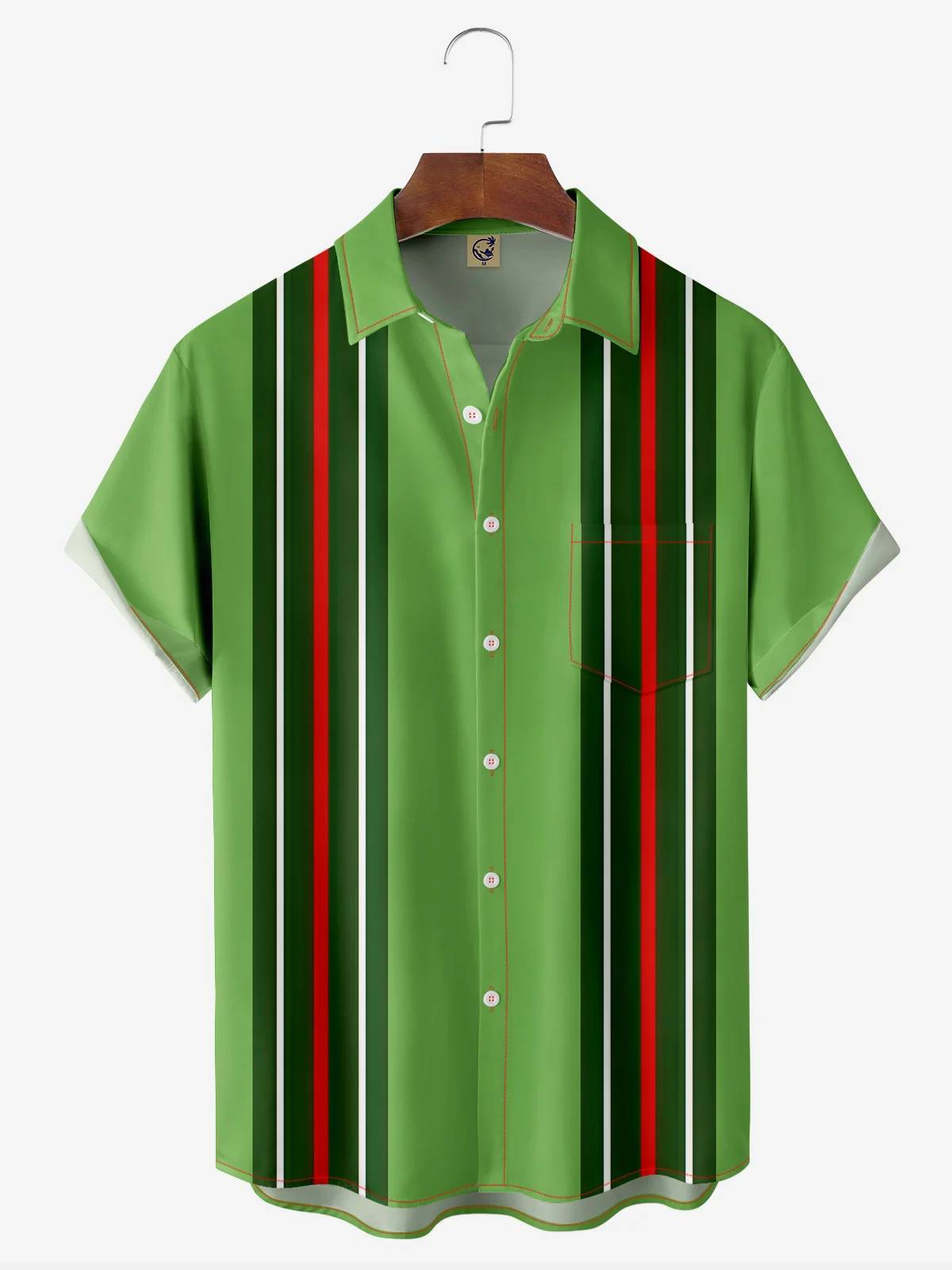 Christmas Chest Pocket Short Sleeve Bowling Shirt