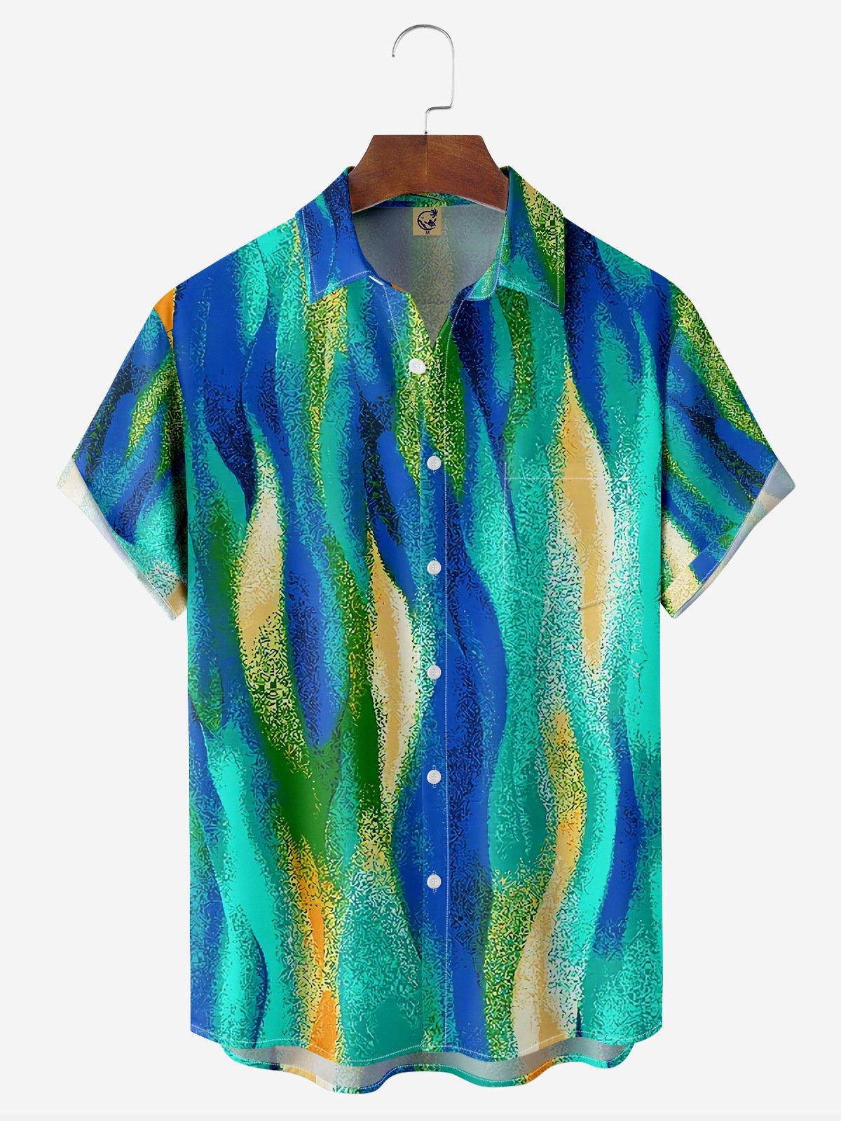 Abstract Chest Pocket Short Sleeve Hawaiian Shirt