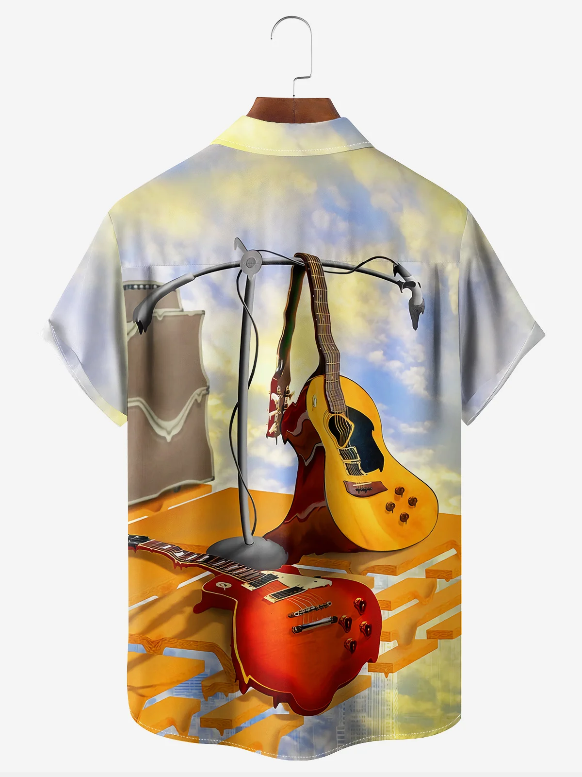 Guitar Chest Pocket Short Sleeve Casual Shirt