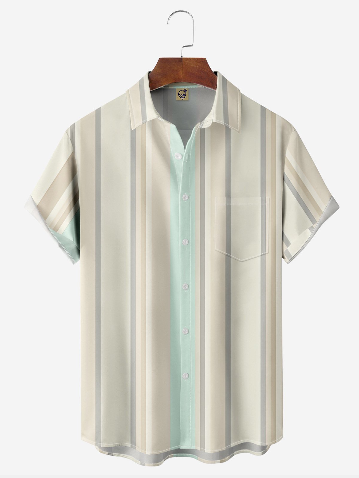 Striped Chest Pocket Short Sleeve Casual Shirt