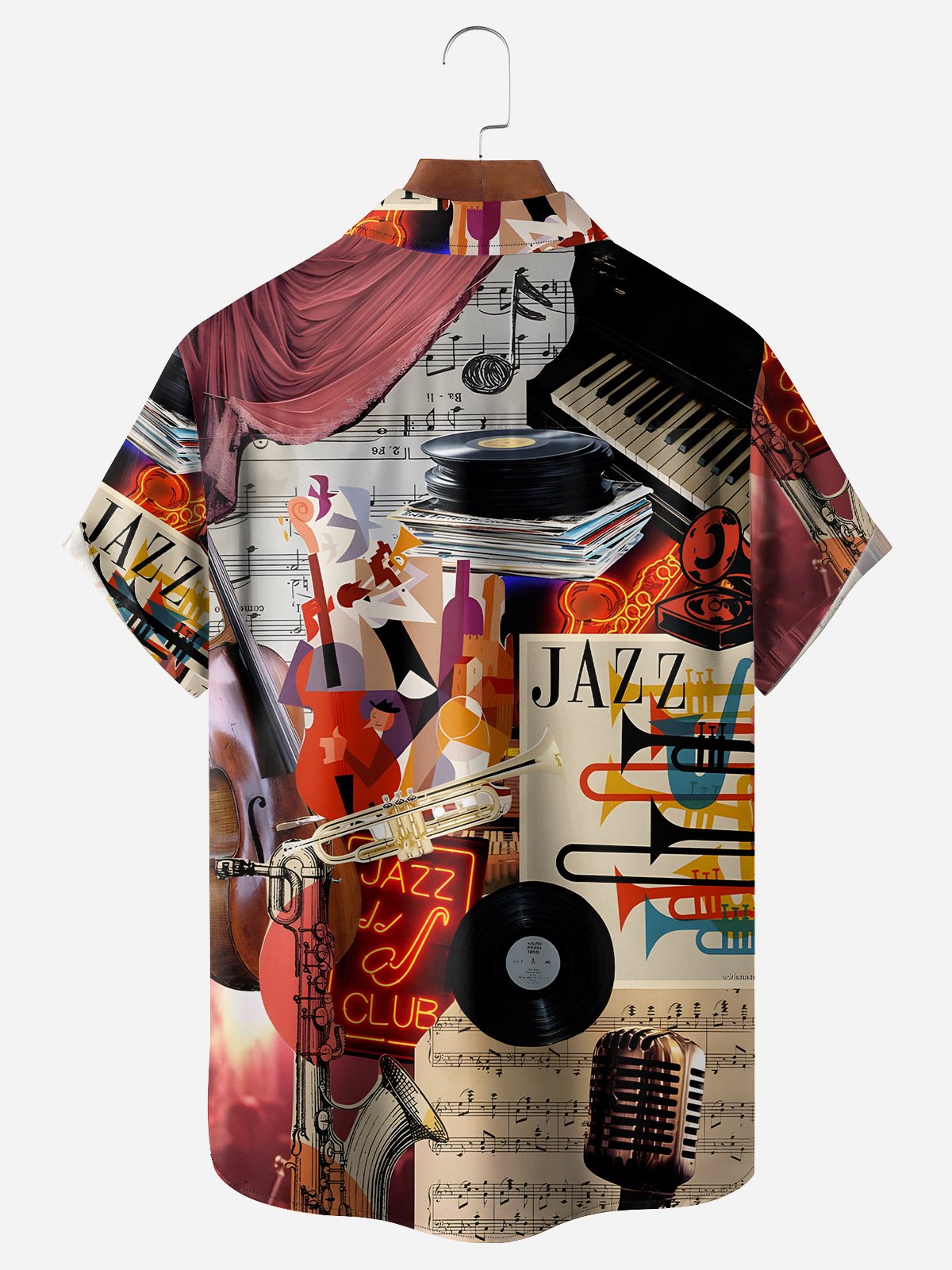 Music Chest Pocket Short Sleeve Casual Shirt