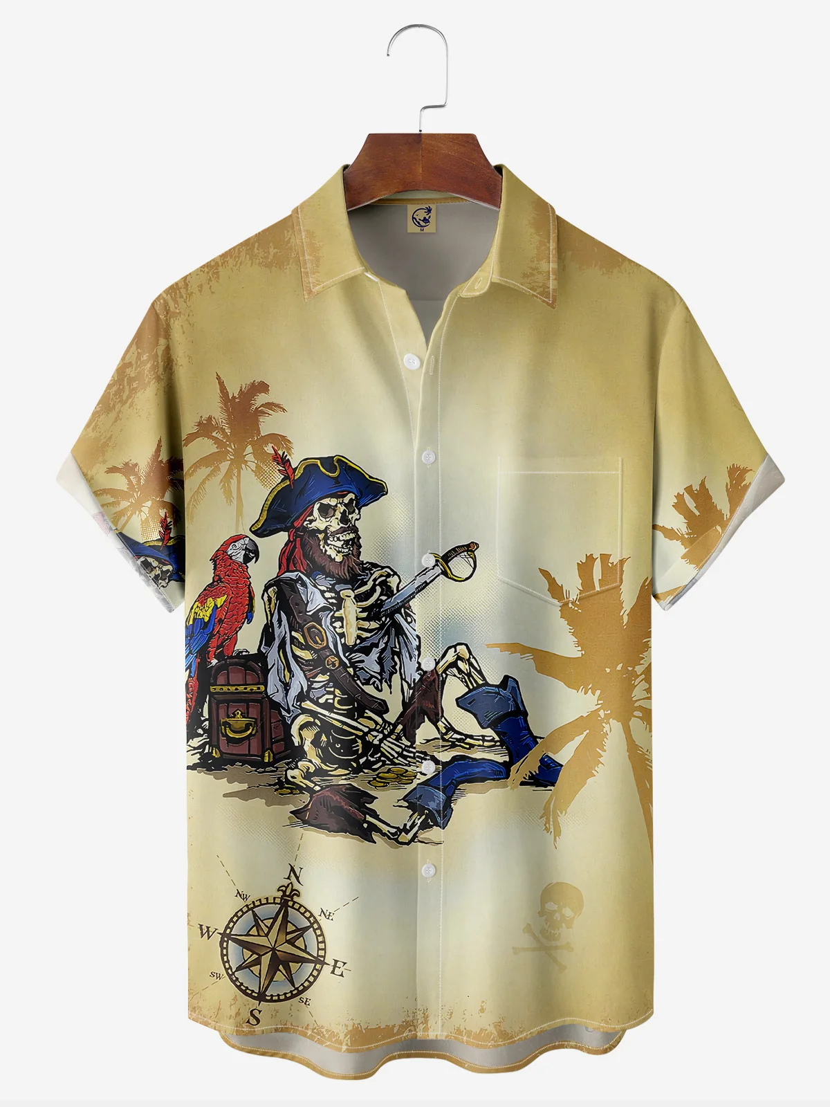 Pirate Chest Pocket Short Sleeve Casual Shirt