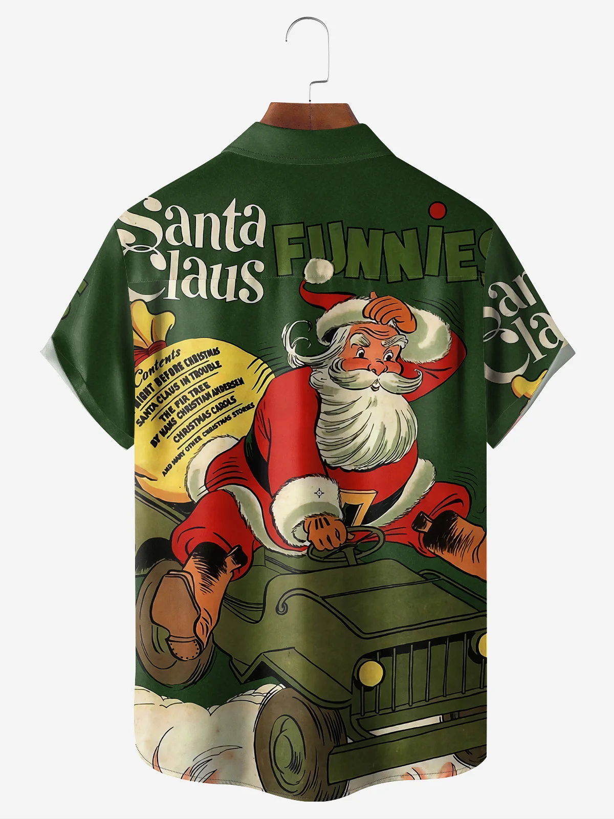 Santa Claus Chest Pocket Short Sleeve Hawaiian Shirt