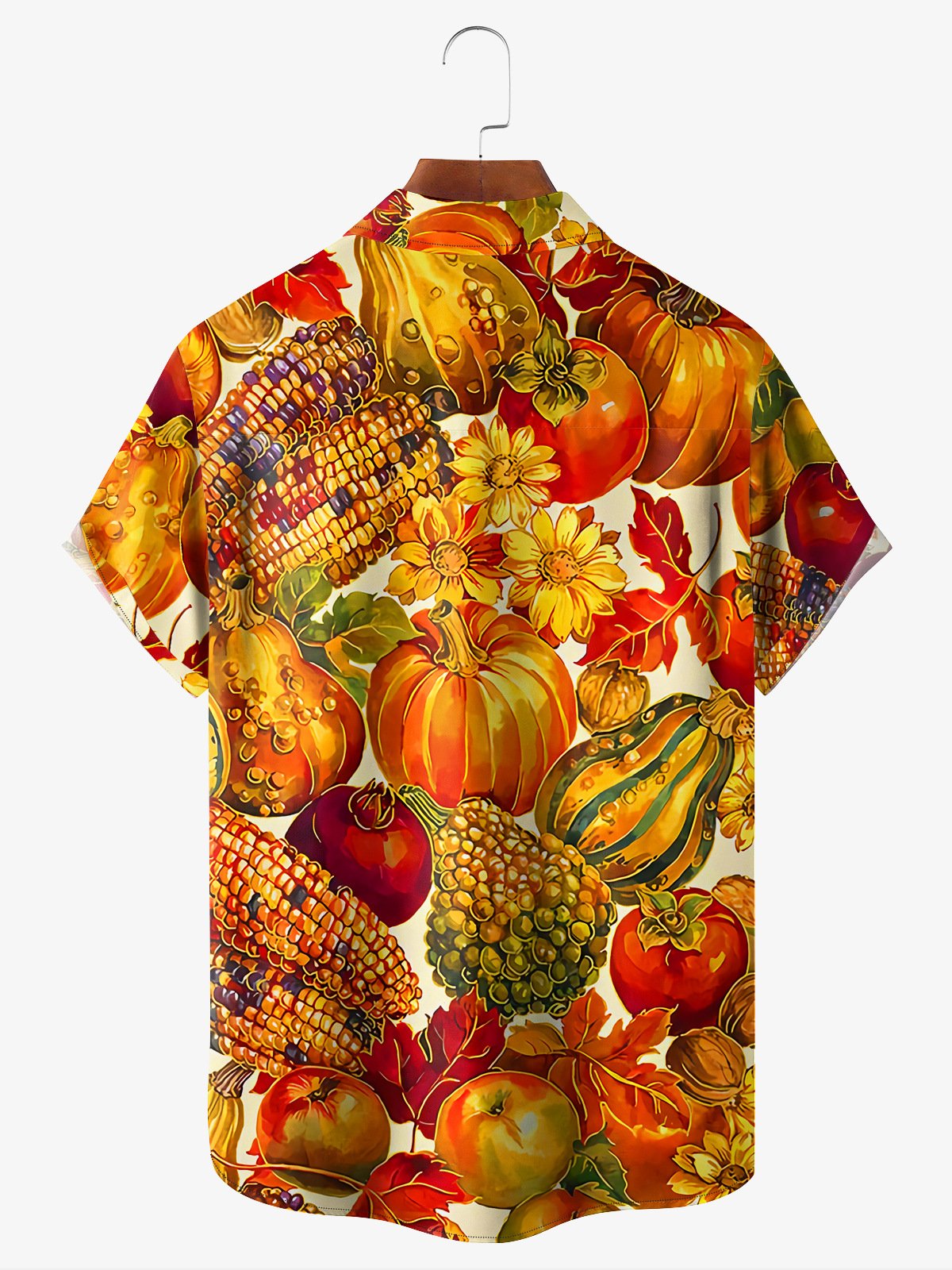 Hardaddy Thanksgiving Chest Pocket Short Sleeve Casual Shirt