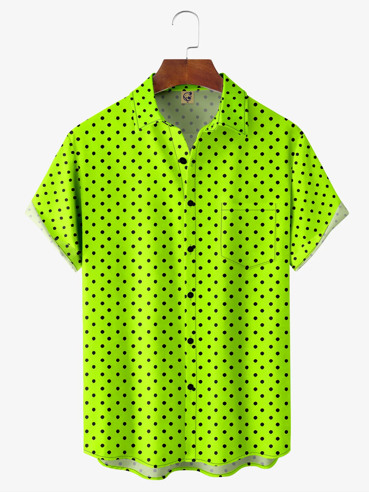 Polka Dots Chest Pocket Short Sleeve Casual Shirt