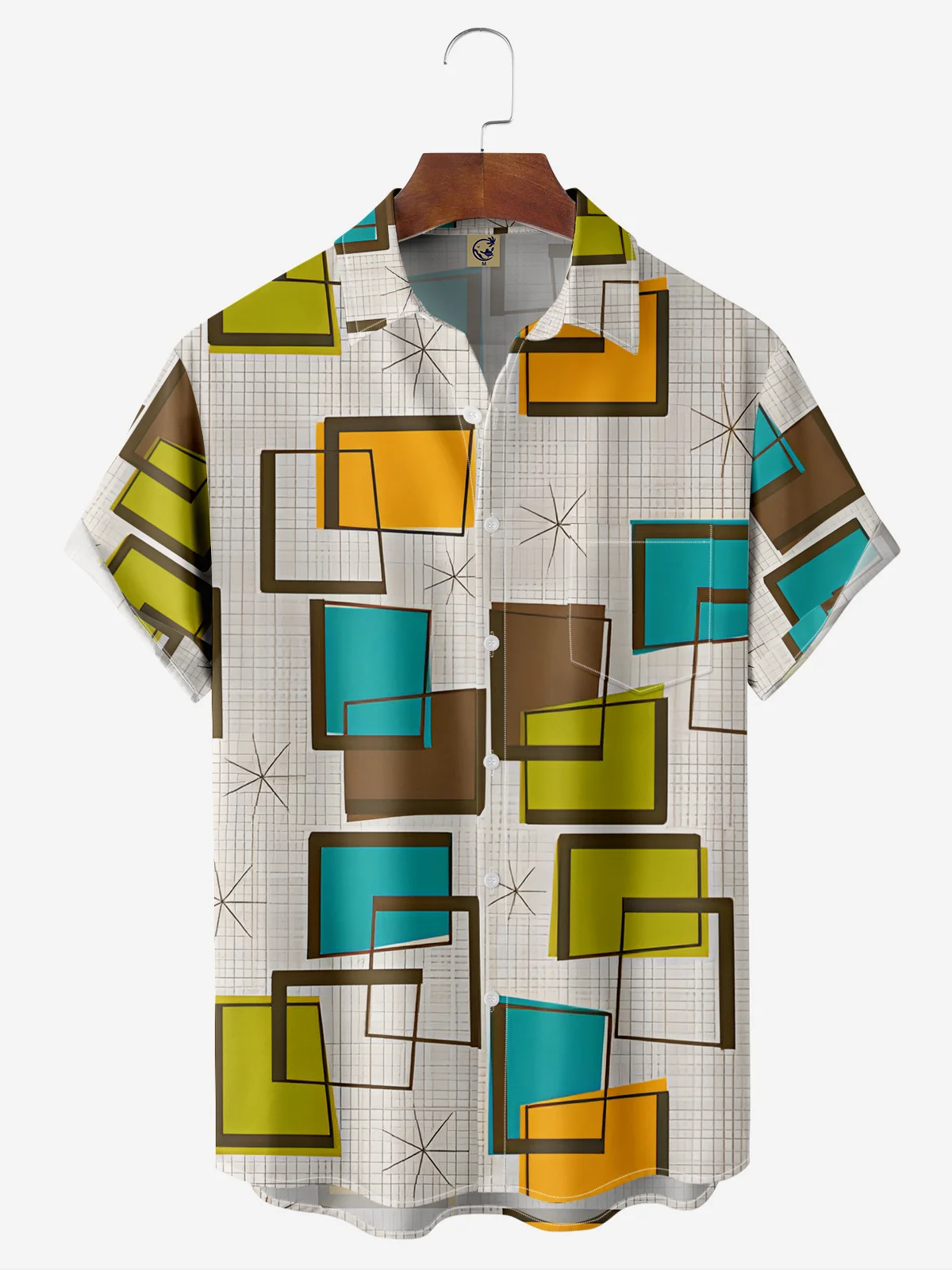 Geometric Chest Pocket Short Sleeve Shirt