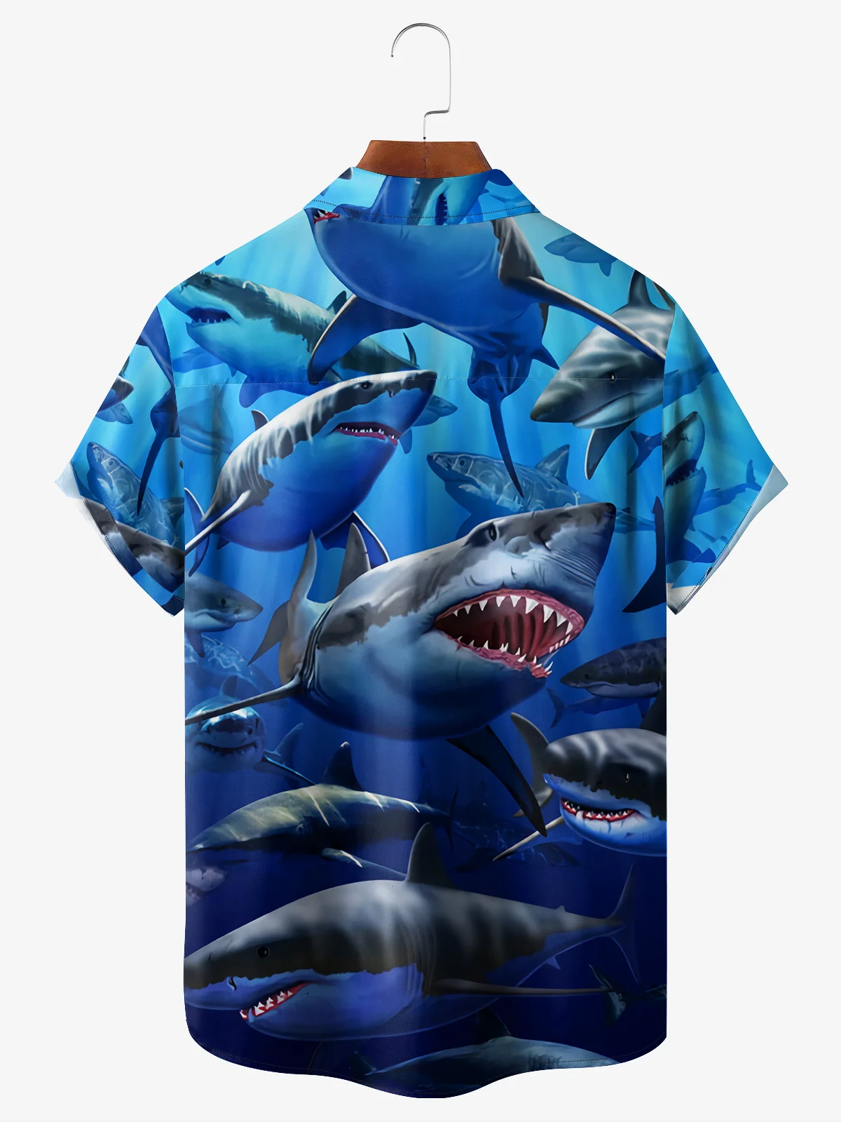 Shark Chest Pocket Short Sleeve Hawaiian Shirt