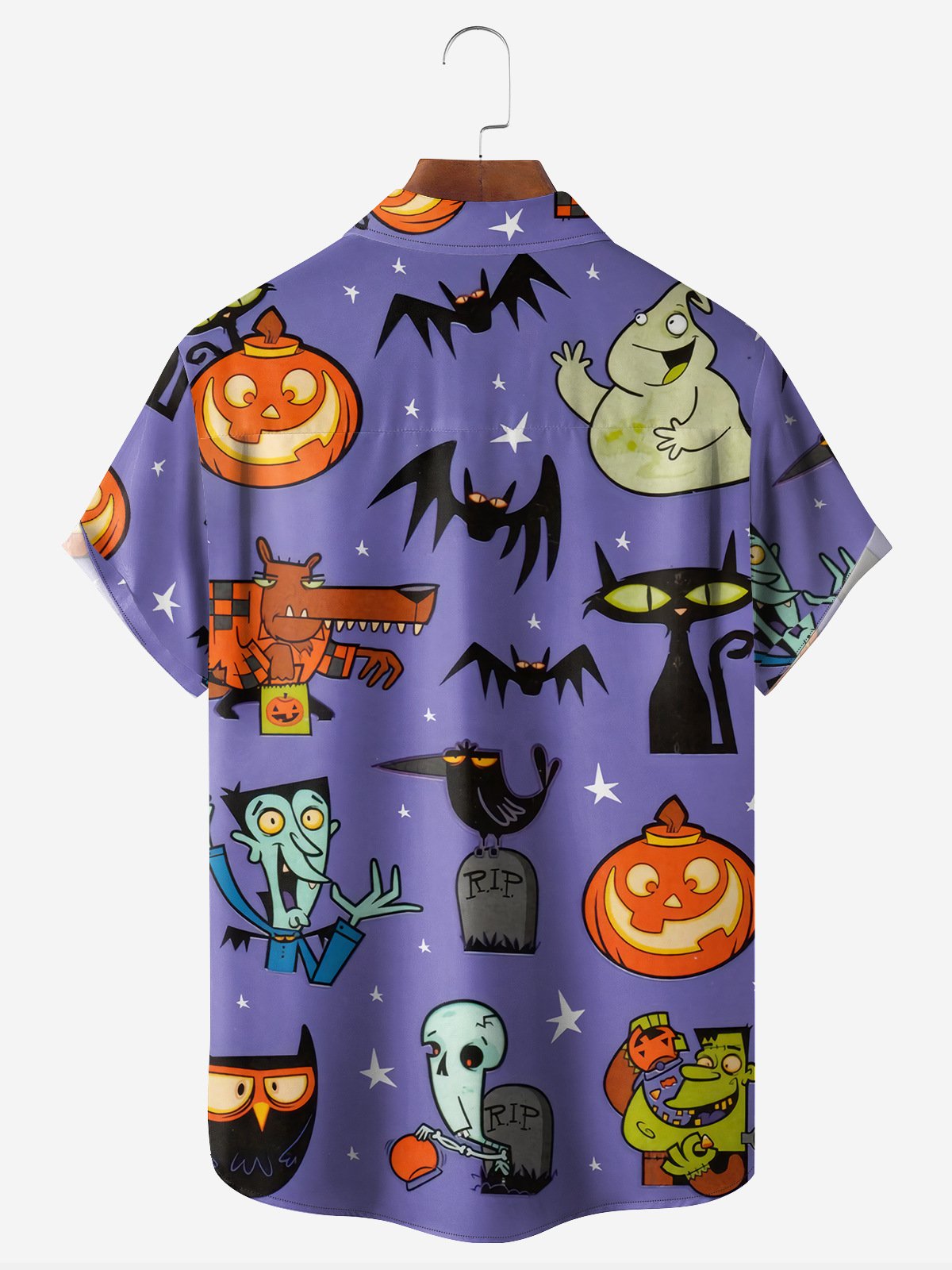 Halloween Chest Pocket Short Sleeve Casual Shirt
