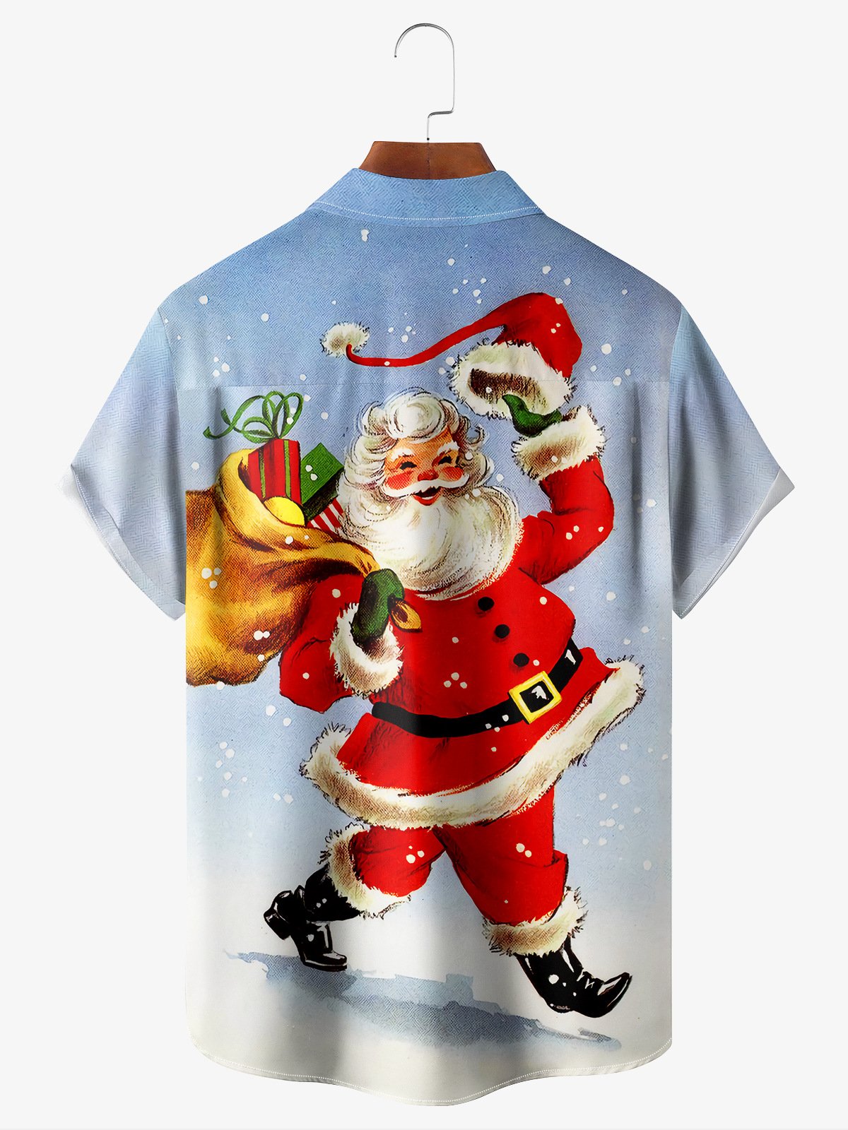 Santa Claus Chest Pocket Short Sleeve Hawaiian Shirt