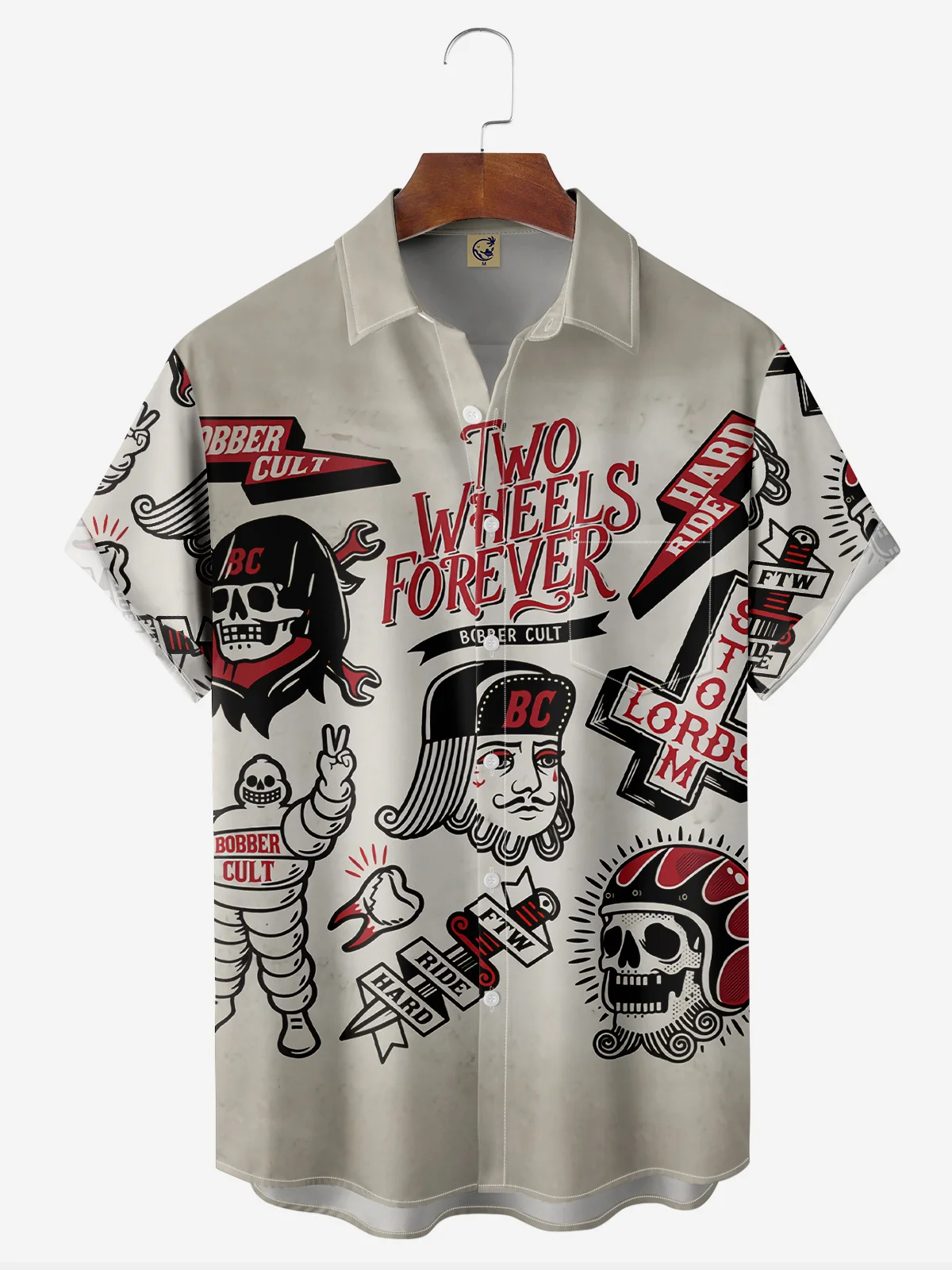 Character Chest Pocket Short Sleeve Casual Shirt