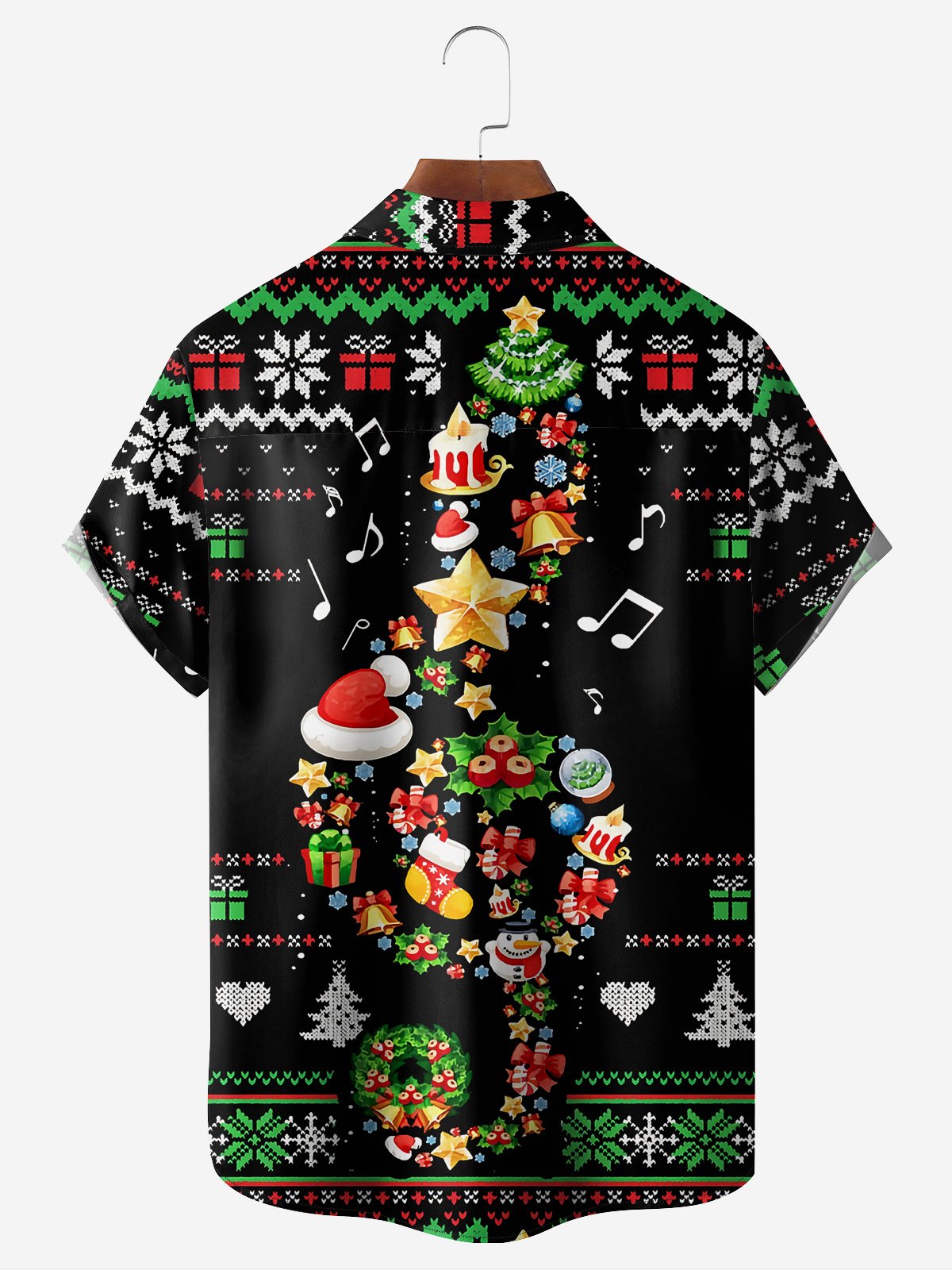 Ugly Christmas Note Chest Pocket Short Sleeve Hawaiian Shirt