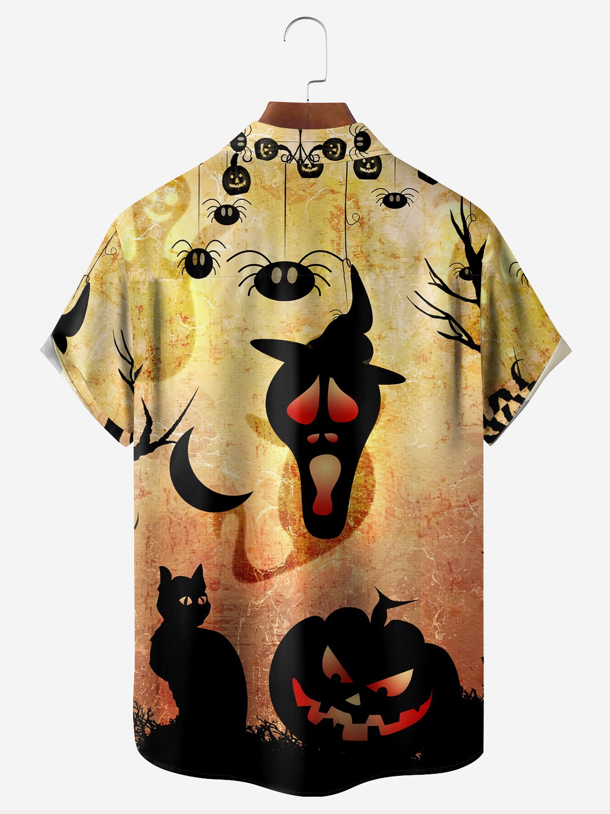 Halloween Chest Pocket Short Sleeve Casual Shirt