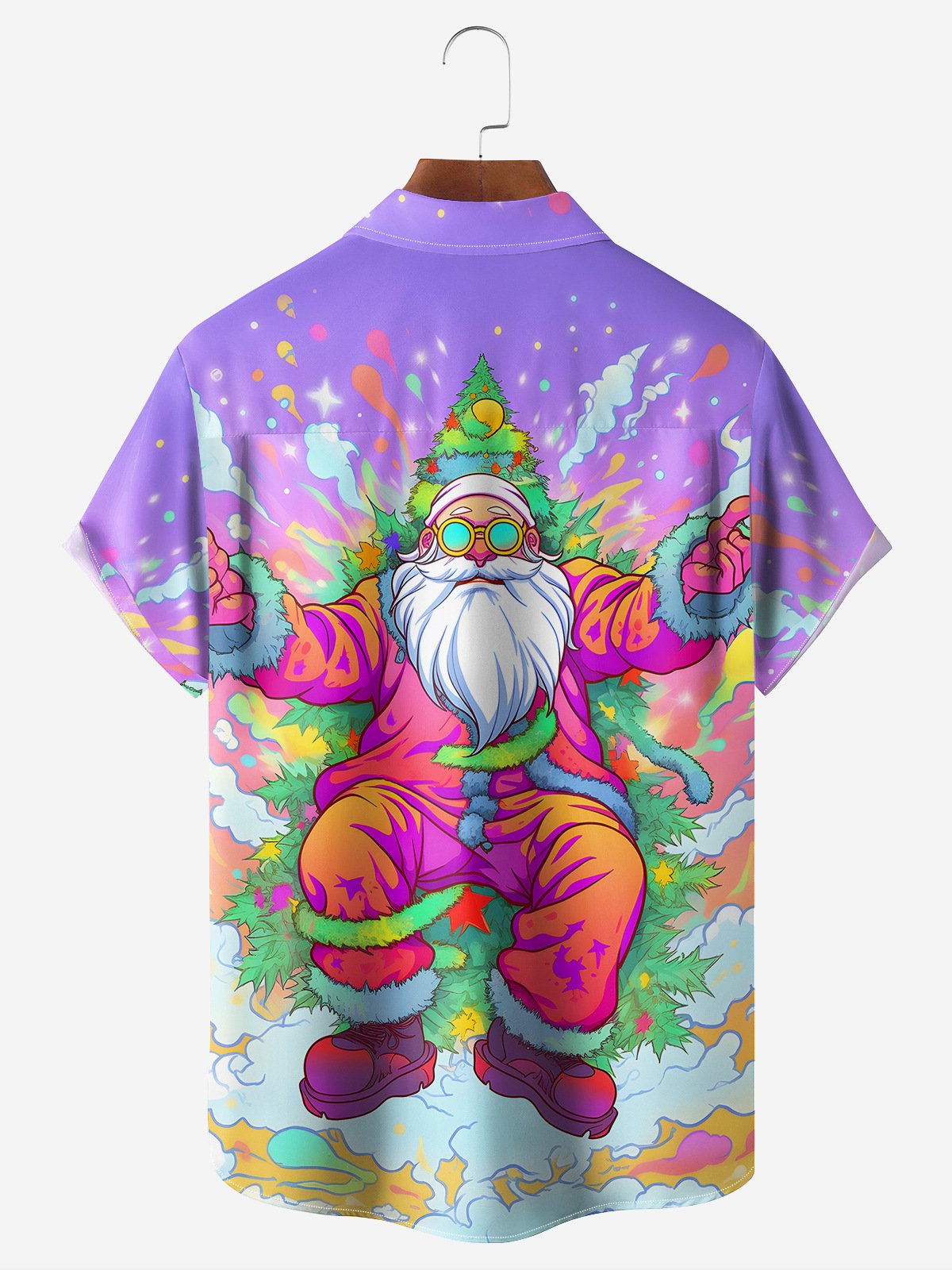 Hippie Santa Chest Pocket Short Sleeve Hawaiian Shirt