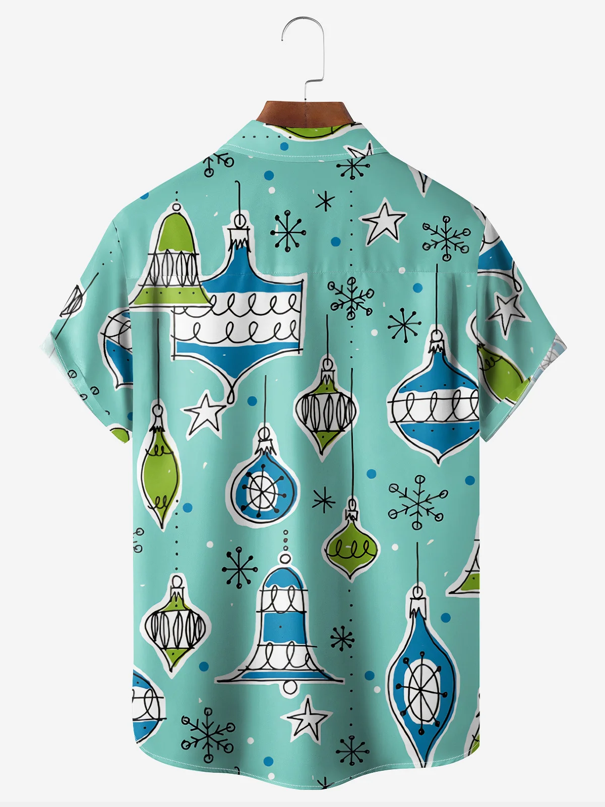 Christmas Decorated Chest Pocket Short Sleeve Casual Shirt