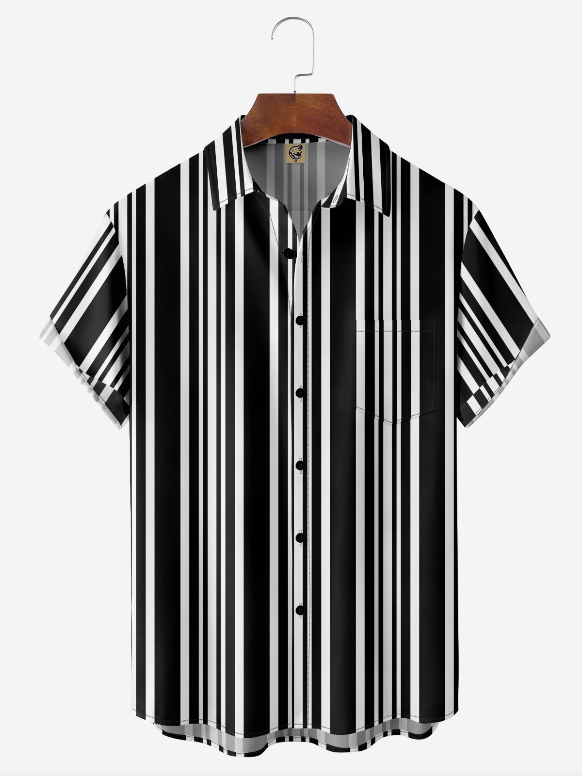 Striped Chest Pocket Short Sleeve Casual Shirt