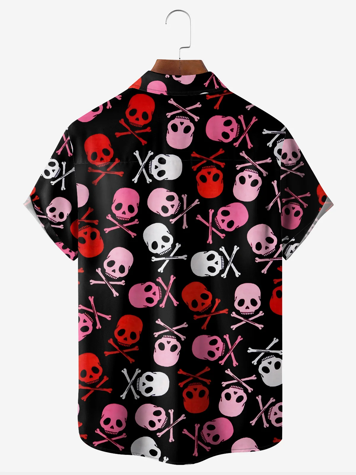 Skull Chest Pocket Short Sleeve Casual Shirt