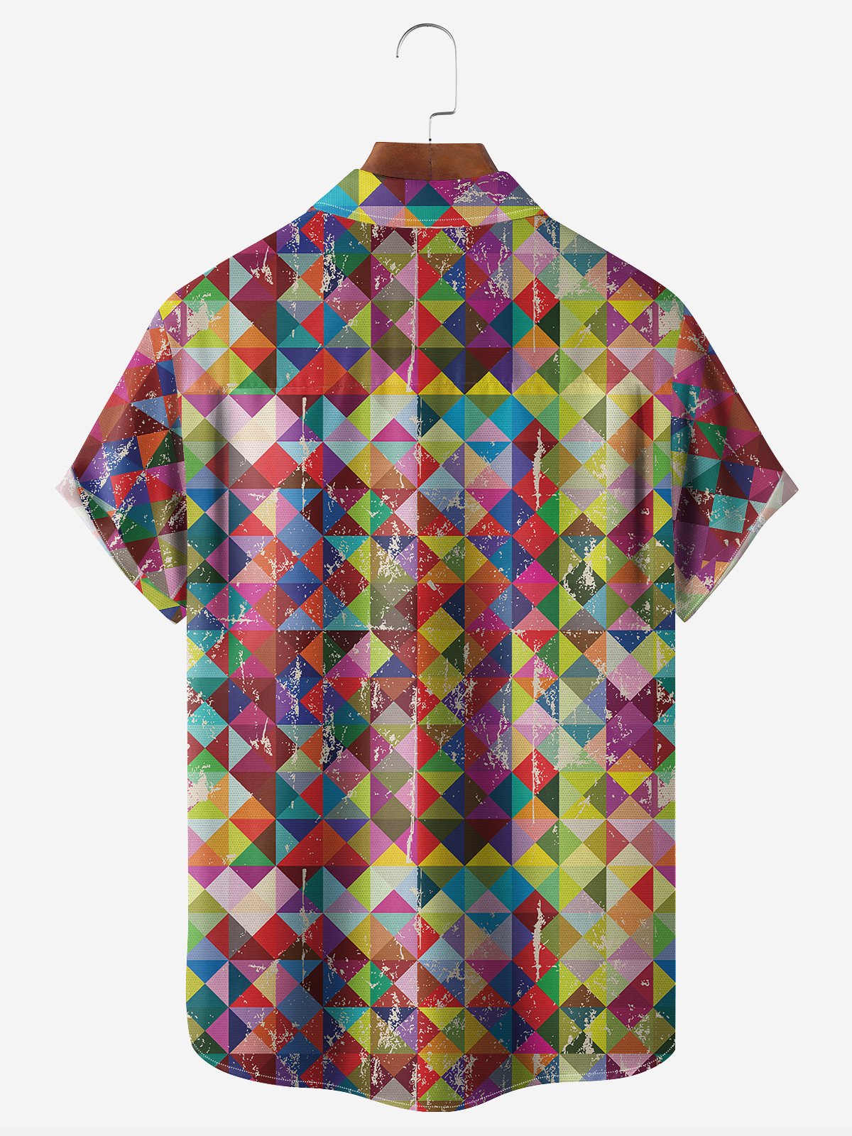 Art Geometry Chest Pocket Short Sleeve Casual Shirt