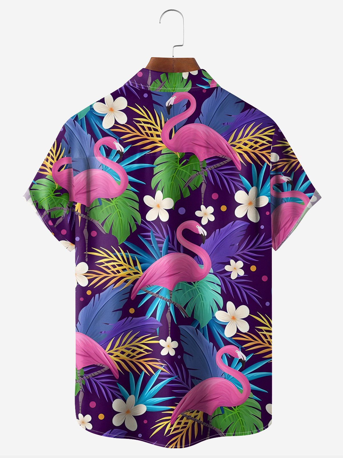 Flamingo Chest Pocket Short Sleeve Hawaiian Shirt