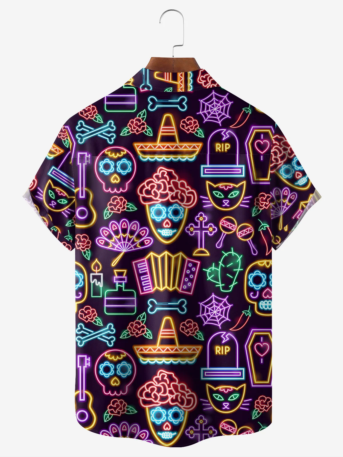 Day of the Dead Chest Pocket Short Sleeve Casual Shirt