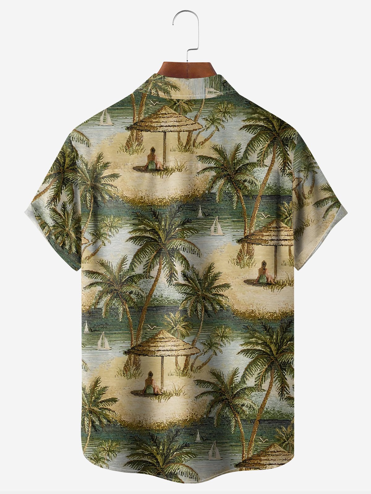 Coconut Tree Chest Pocket Short Sleeve Hawaiian Shirt