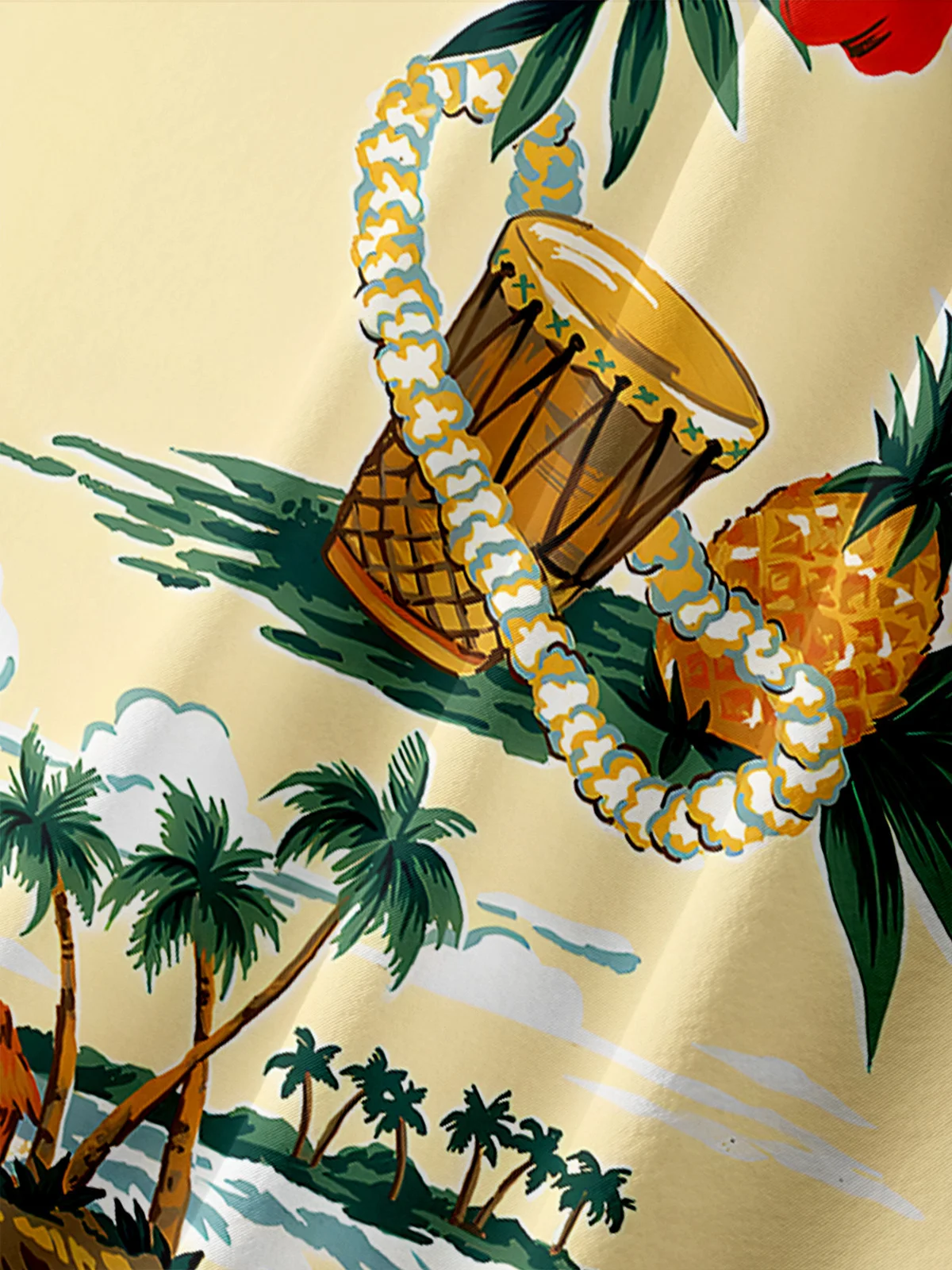 Coconut Tree Chest Pocket Short Sleeve Hawaiian Shirt