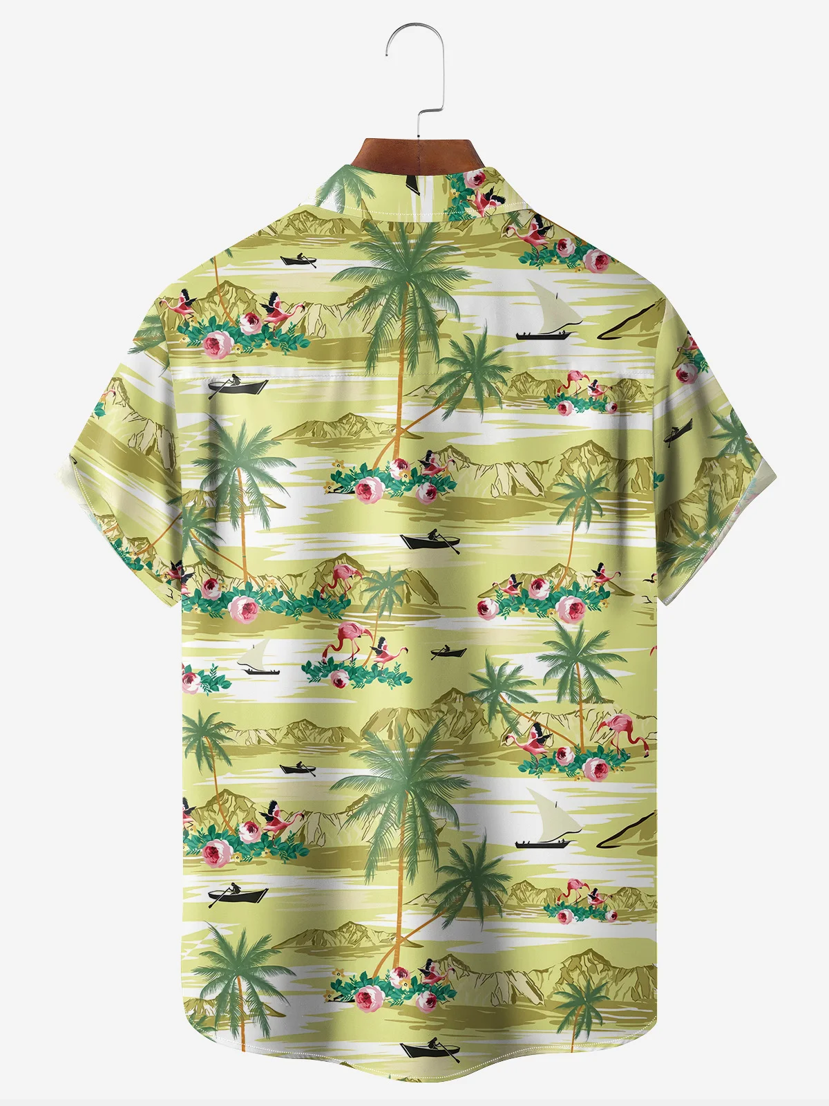 Coconut Tree Chest Pocket Short Sleeve Hawaiian Shirt