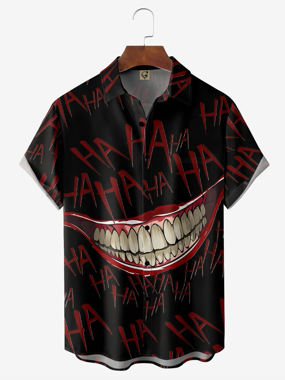 3D Pattern Chest Pocket Short Sleeves Casual Shirt