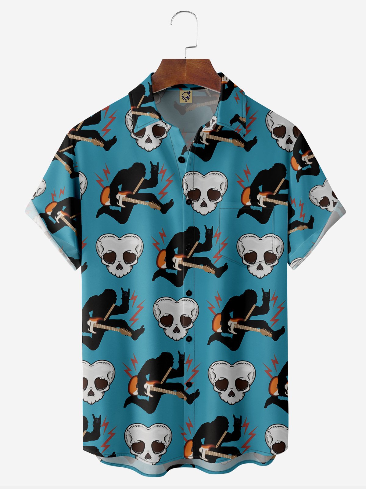 Music Chest Pocket Short Sleeve Casual Shirt