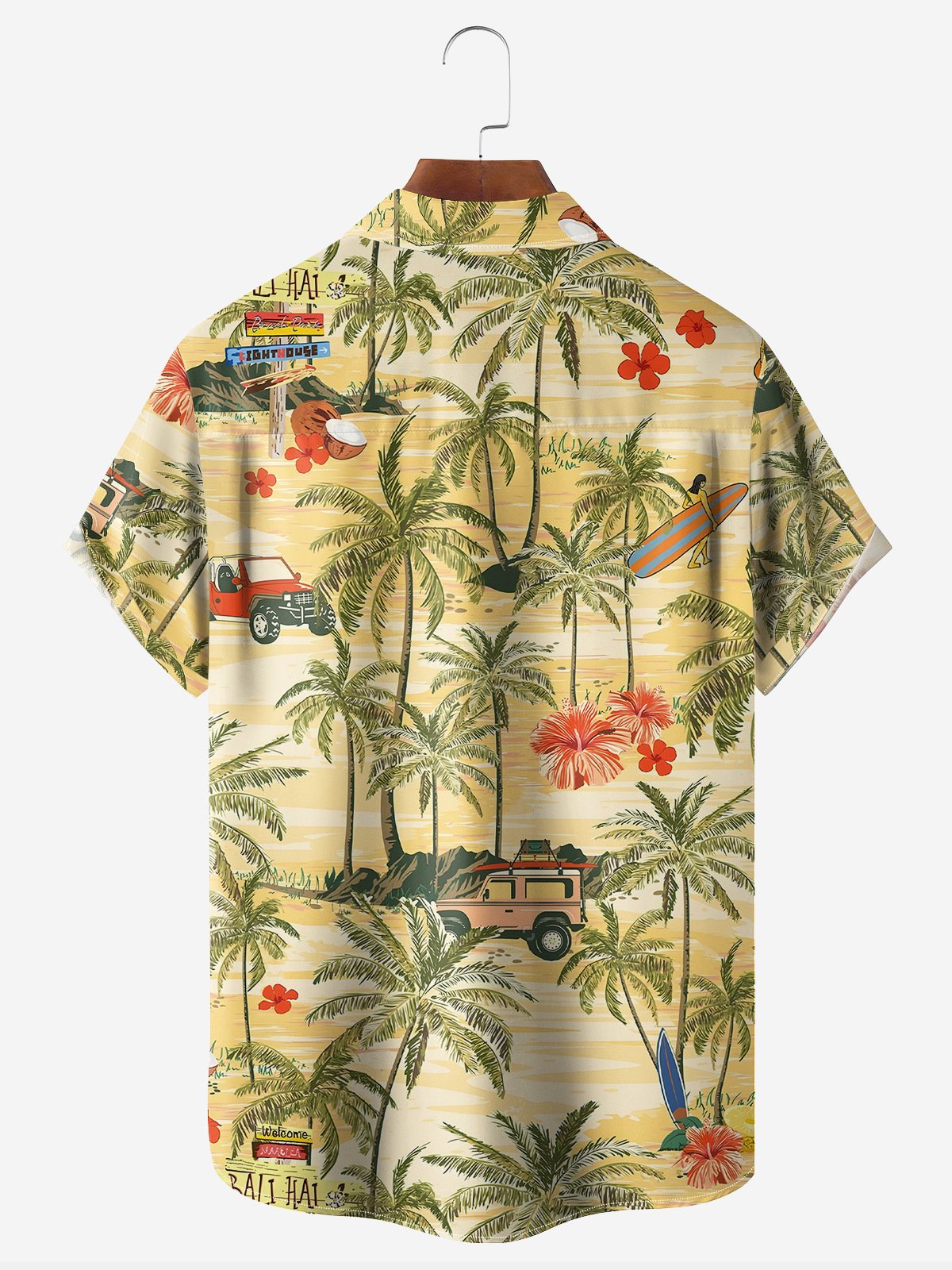 Coconut Tree Chest Pocket Short Sleeve Hawaiian Shirt